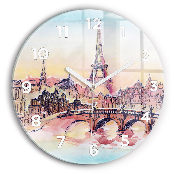 Wanduhr rund mit motiv Gemalte Landschaft von Paris