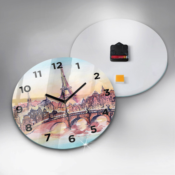 Wanduhr rund mit motiv Gemalte Landschaft von Paris