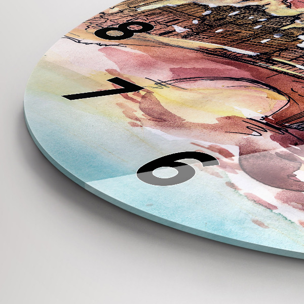 Wanduhr rund mit motiv Gemalte Landschaft von Paris