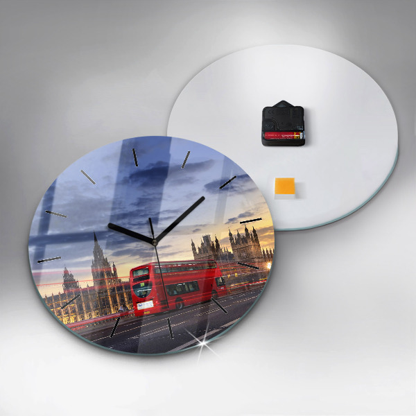 Wanduhr rund Roter Londoner Bus