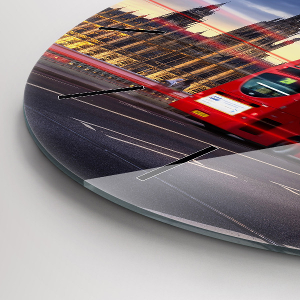 Wanduhr rund Roter Londoner Bus
