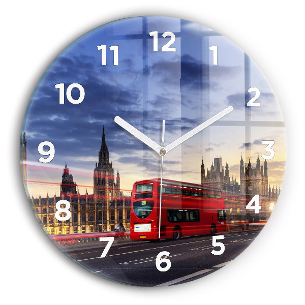 Wanduhr rund Roter Londoner Bus