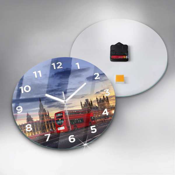 Wanduhr rund Roter Londoner Bus