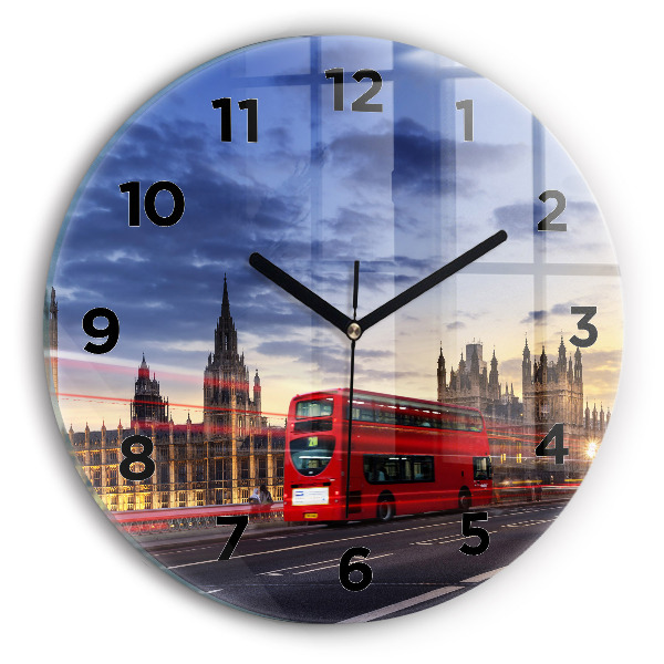 Wanduhr rund Roter Londoner Bus