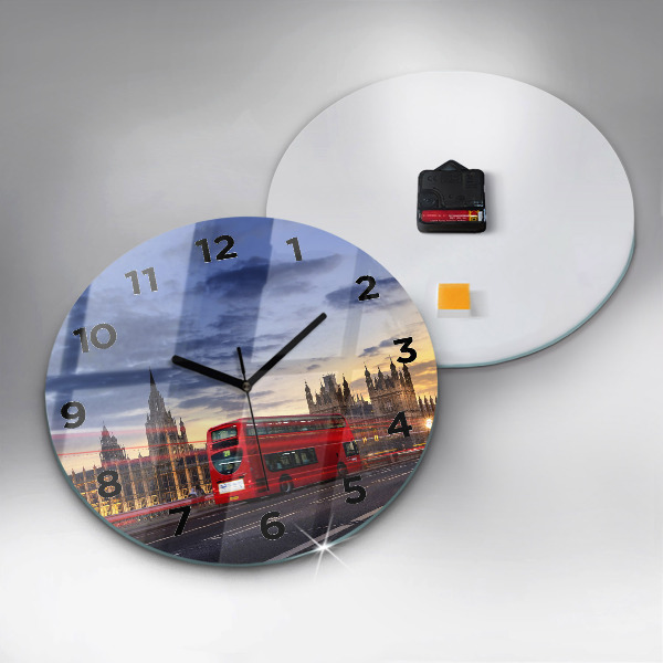 Wanduhr rund Roter Londoner Bus