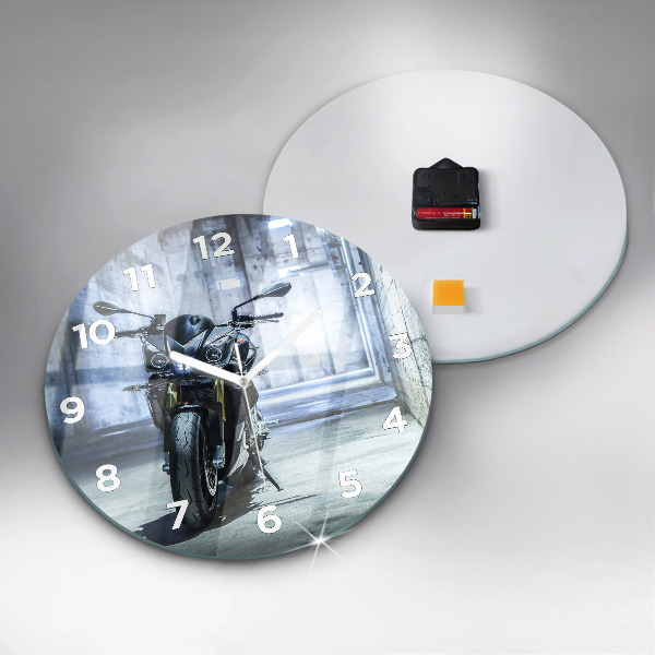 Wanduhr rund mit motiv Motorrad in einer Gasse