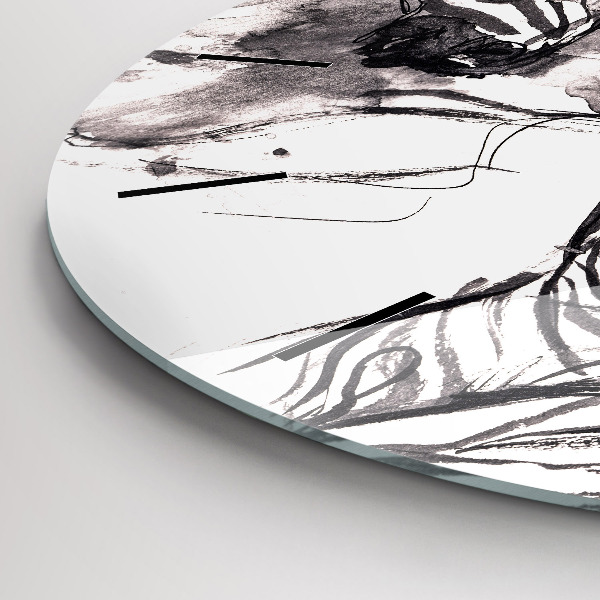 Wanduhr rund Frau und Zebras