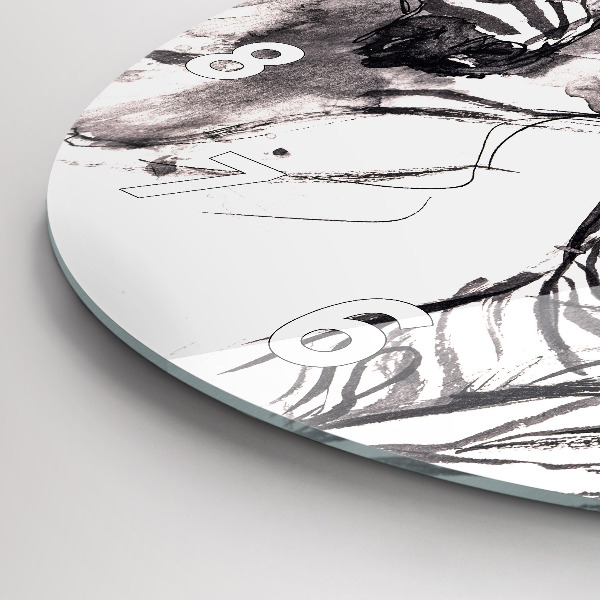 Wanduhr rund Frau und Zebras