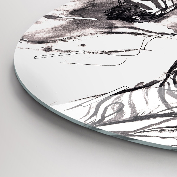 Wanduhr rund Frau und Zebras