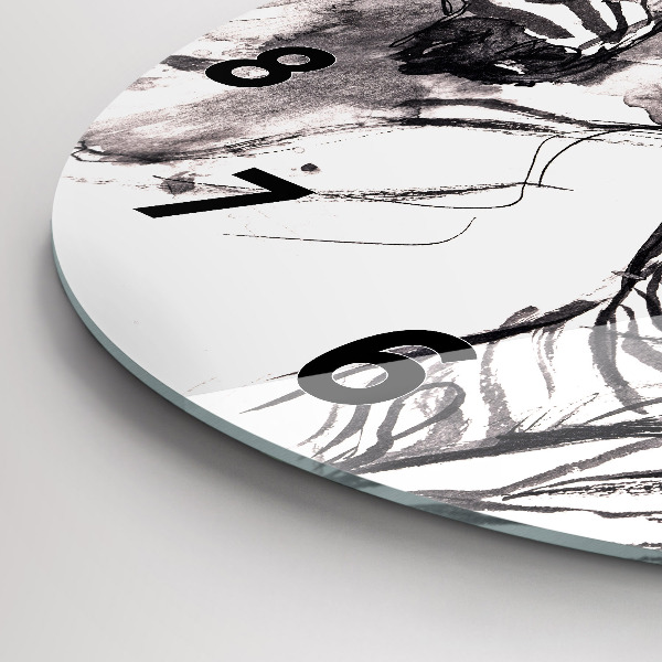 Wanduhr rund Frau und Zebras