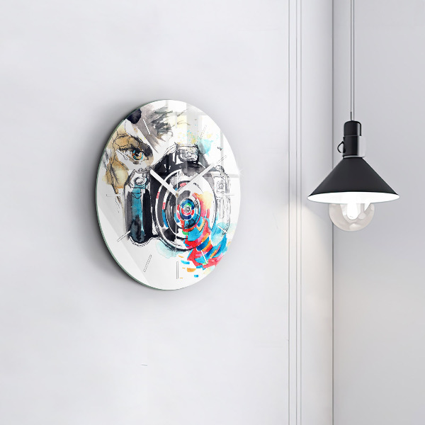 Wanduhr rund Fotografin mit Kamera