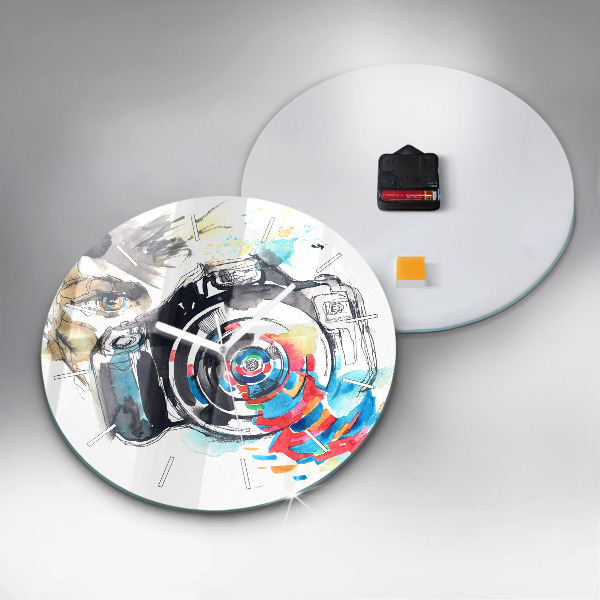 Wanduhr rund Fotografin mit Kamera