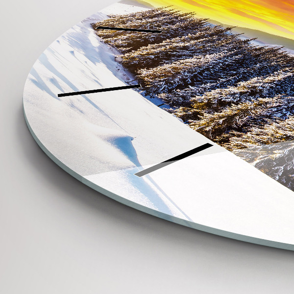 Wanduhr rund mit motiv Winterliche Berglandschaft