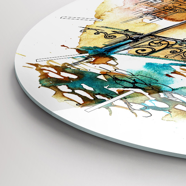 Wanduhr rund Gemalte Architektur