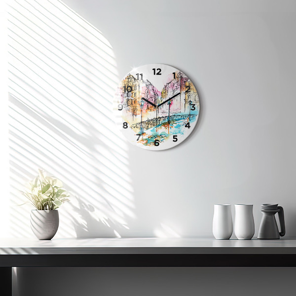 Wanduhr rund Gemalte Architektur