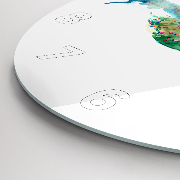 Wanduhr rund mit motiv Vogel und Frühling Abstraktion