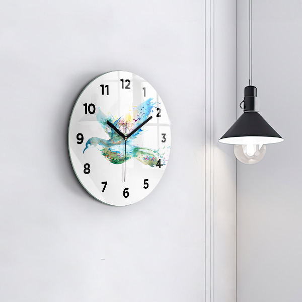 Wanduhr rund mit motiv Vogel und Frühling Abstraktion