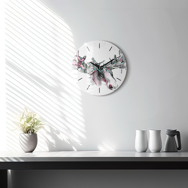 Wanduhr rund mit motiv Elch abstrakt