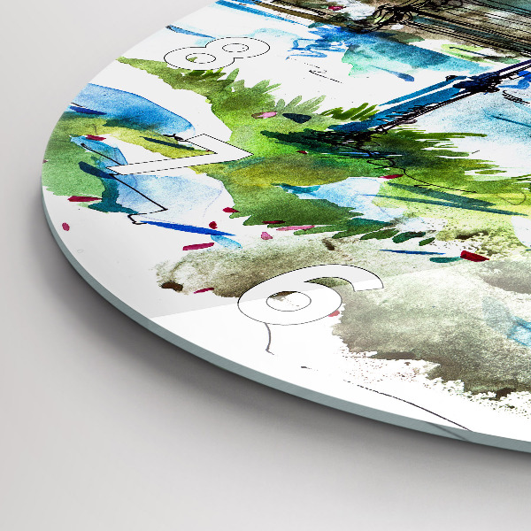 Wanduhr glas rund Malerischer Frühling