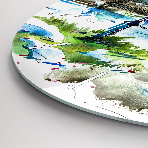 Wanduhr glas rund Malerischer Frühling