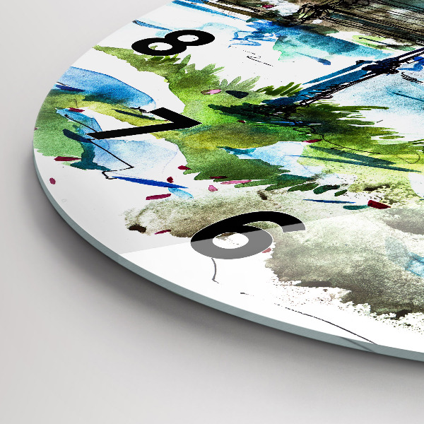 Wanduhr glas rund Malerischer Frühling