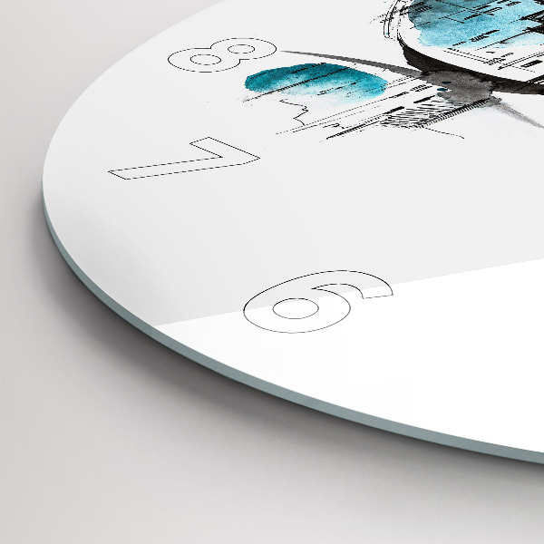 Wanduhr rund Die Stadt im Glas