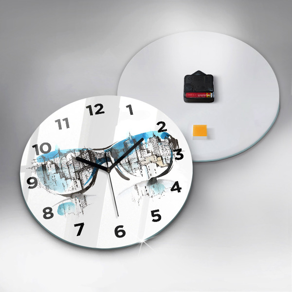Wanduhr rund Die Stadt im Glas