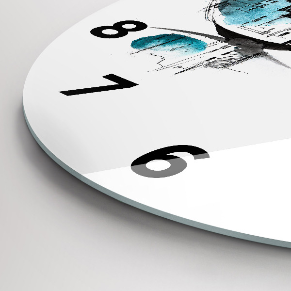 Wanduhr rund Die Stadt im Glas