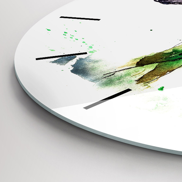 Wanduhr glas rund Elch und Berglandschaft