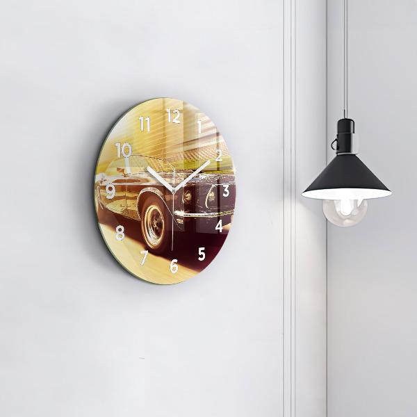 Wanduhr glas rund Klassisches altes Auto