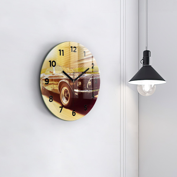 Wanduhr glas rund Klassisches altes Auto