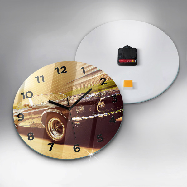 Wanduhr glas rund Klassisches altes Auto