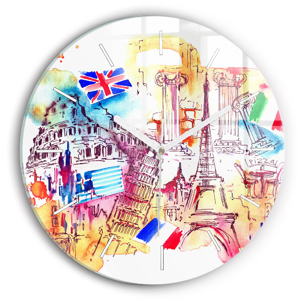 Wanduhr glas rund Attraktive Länder der Welt