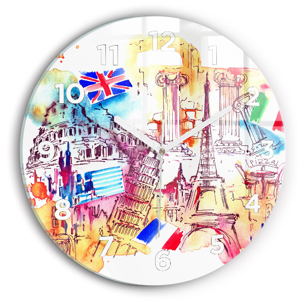 Wanduhr glas rund Attraktive Länder der Welt