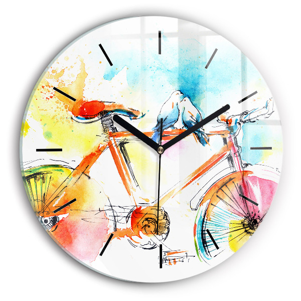 Wanduhr rund mit motiv Bemaltes Fahrrad