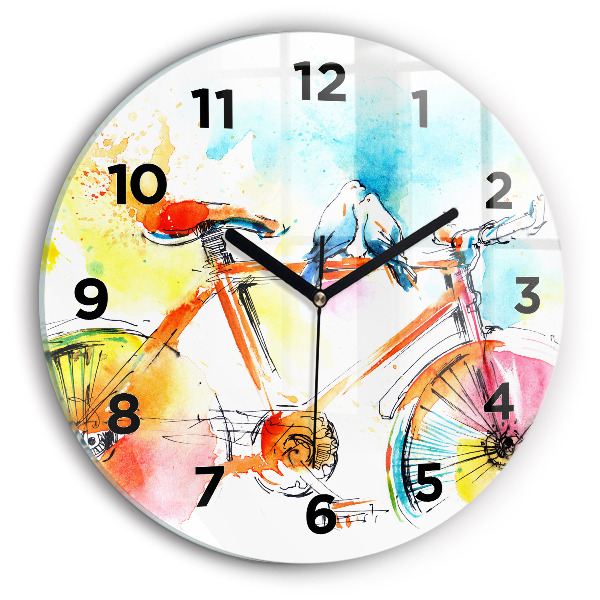 Wanduhr rund mit motiv Bemaltes Fahrrad