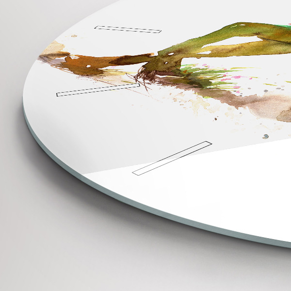 Wanduhr rund Bemalter Berg und Pferd