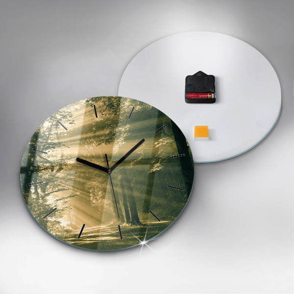 Wanduhr glas rund Sonnenstrahlen Wald