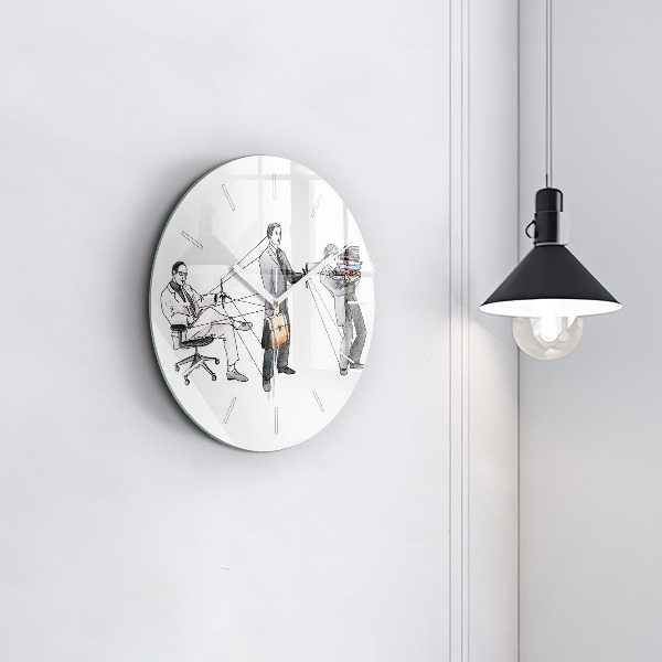 Wanduhr glas rund Marionettenmenschen