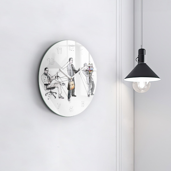 Wanduhr glas rund Marionettenmenschen