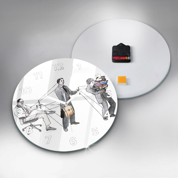 Wanduhr glas rund Marionettenmenschen