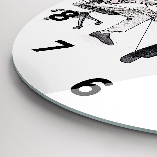 Wanduhr glas rund Marionettenmenschen