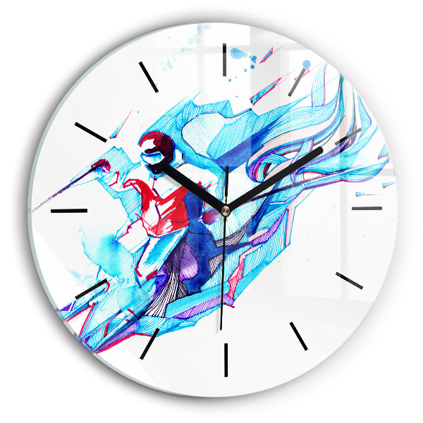 Wanduhr rund mit motiv Skifahrer