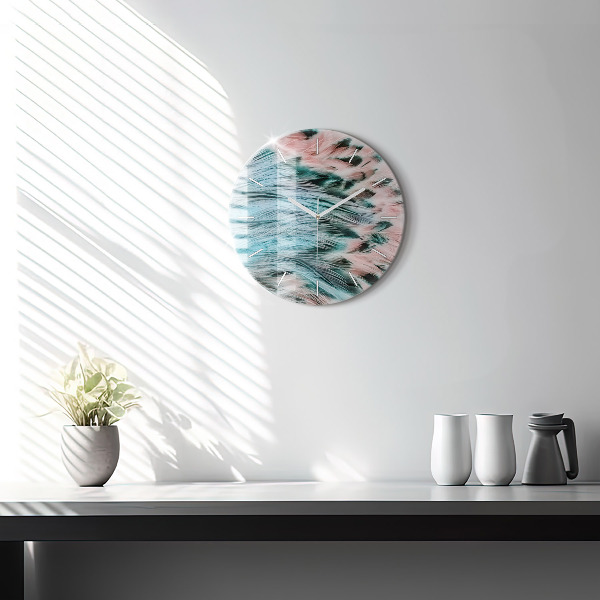 Wanduhr rund mit motiv Bunte Federn