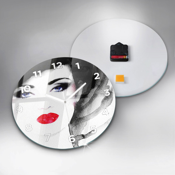 Wanduhr rund Porträt einer Frau