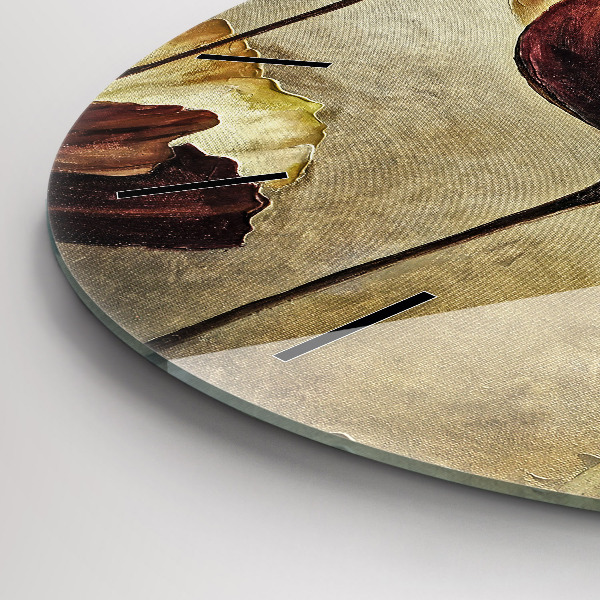 Wanduhr glas rund Gemalte Mohnblumen