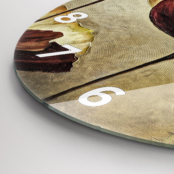 Wanduhr glas rund Gemalte Mohnblumen