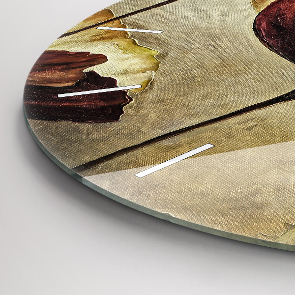 Wanduhr glas rund Gemalte Mohnblumen