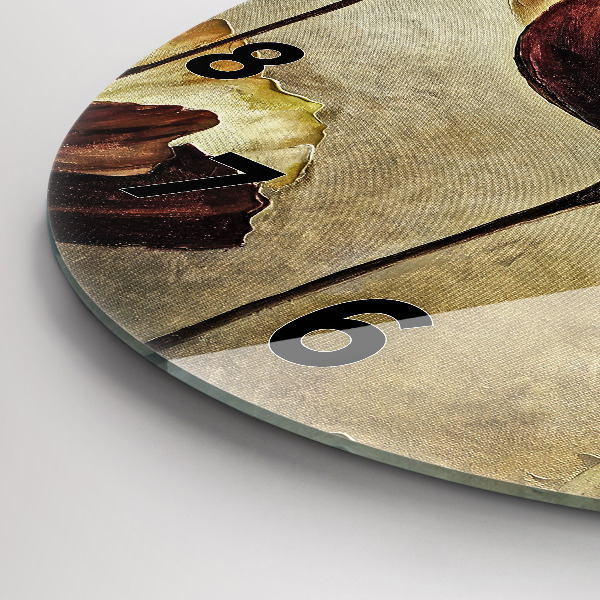 Wanduhr glas rund Gemalte Mohnblumen