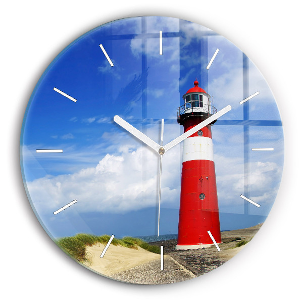Wanduhr glas rund Leuchtturm